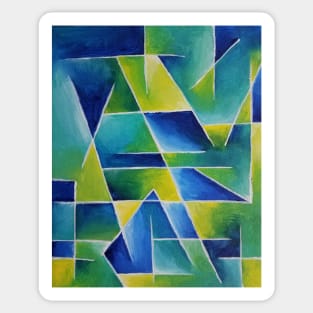 Lime Vacation Cubist Painting Sticker